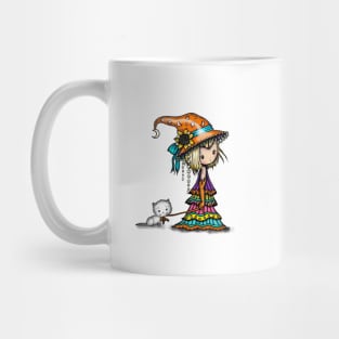 Little Wanderer Witch with Cat Art Mug